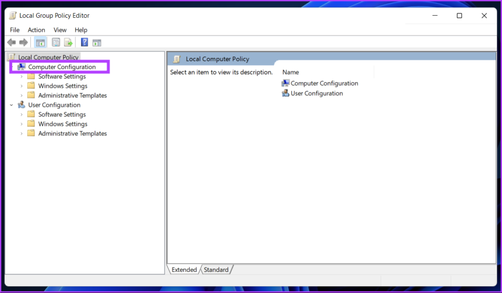 Seleccione Configuración de la computadora