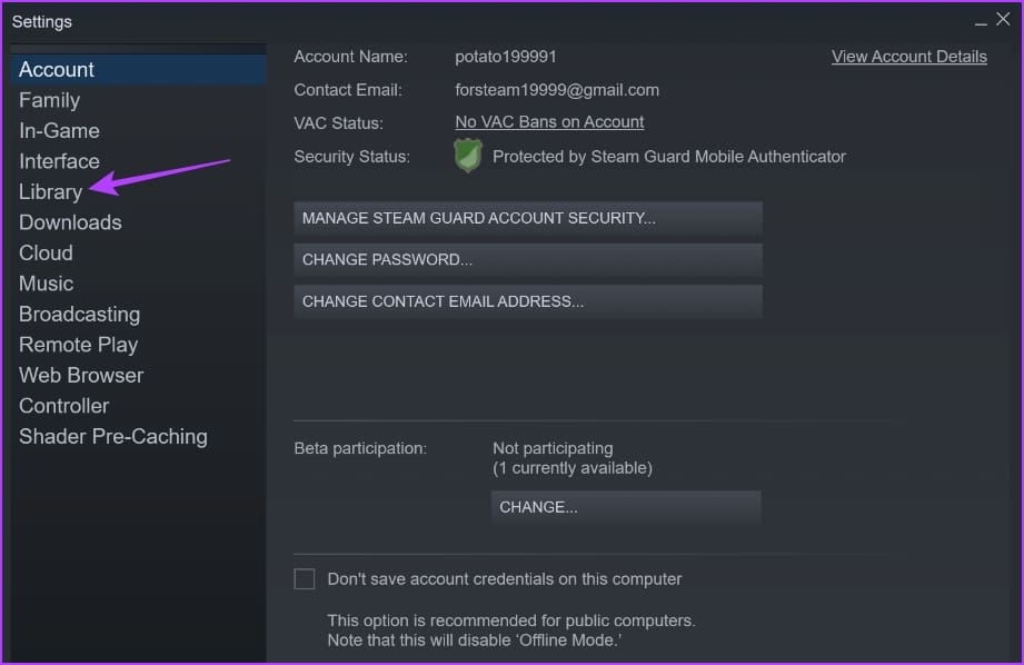 Opciones de biblioteca en el cliente Steam