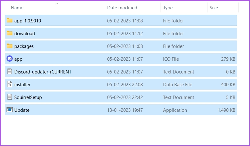 Contenido LocalAppData de Discord