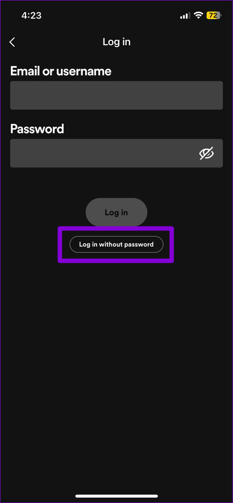 Inicie sesión en la aplicación Spotify en iPhone sin contraseña