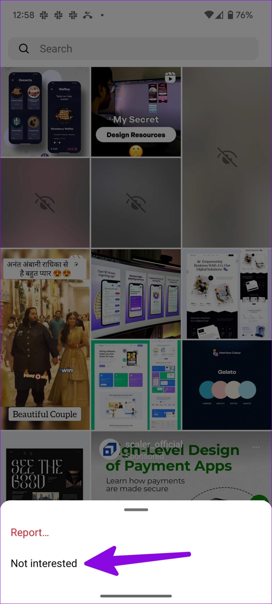 No me interesan las publicaciones de Instagram