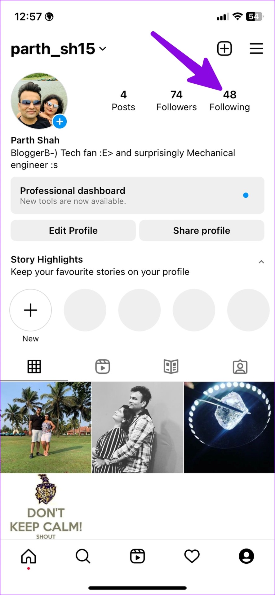 Abre la siguiente pestaña en Instagram