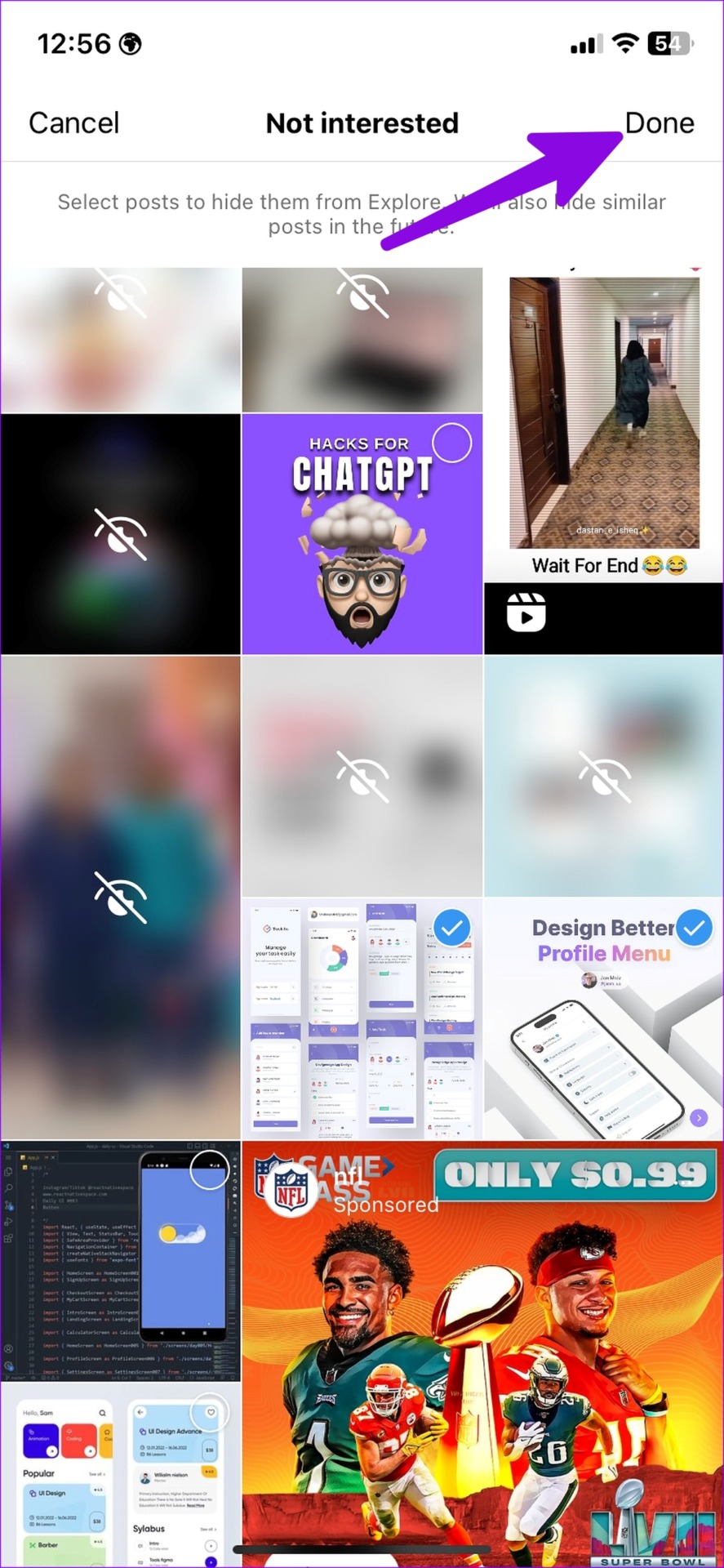 Pulsa para ocultar publicaciones en Instagram