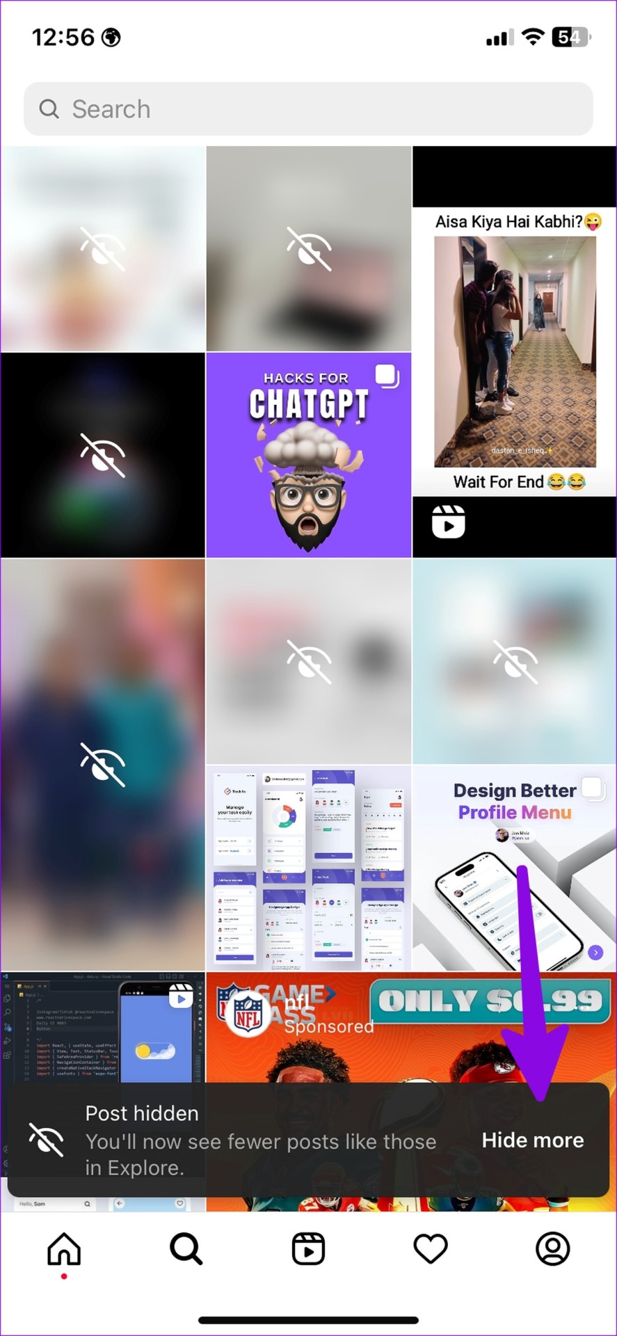 Ocultar más en Instagram