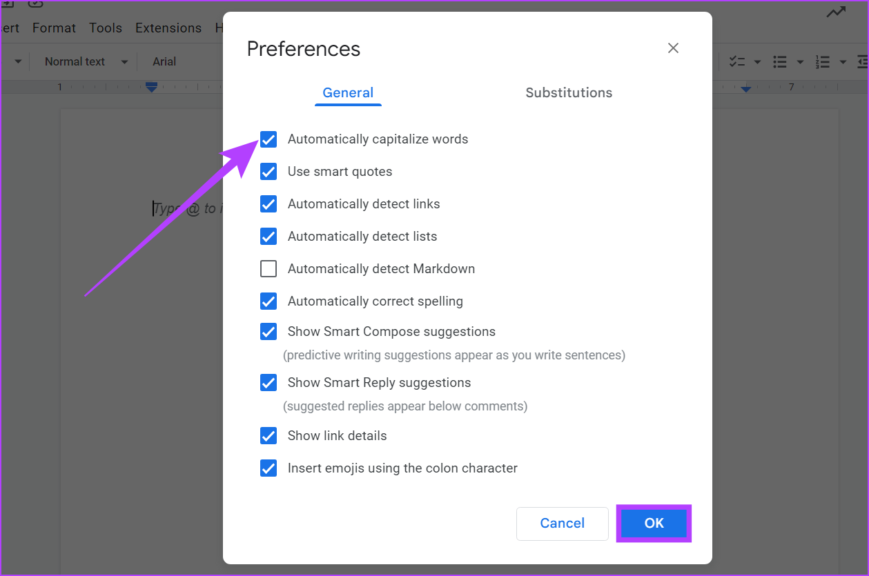 Desmarque Auto Capitalize y haga clic en Aceptar