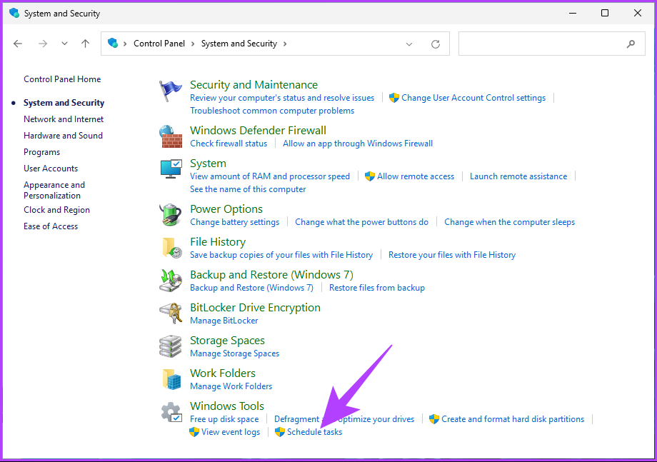 Go to the Schedule tasks option