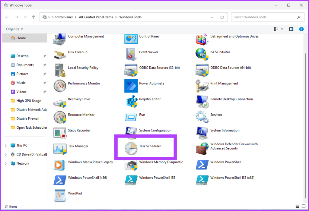click on the Task Scheduler