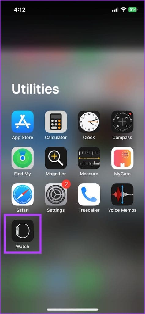 Open Watch app on iPhone