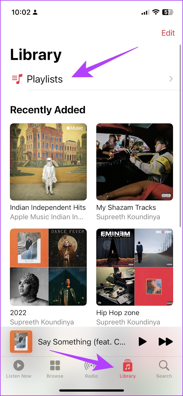 Listas de reproducción en la biblioteca