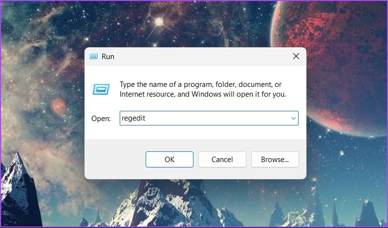 _Comando Regedit en el cuadro de diálogo Ejecutar