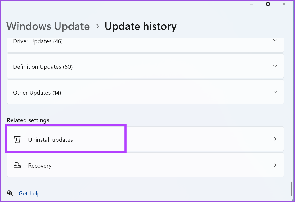 Actualización revertida