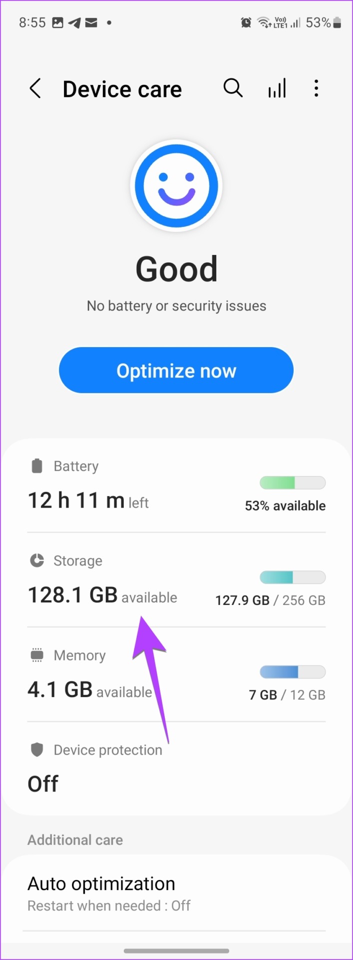 Almacenamiento para el cuidado del dispositivo Samsung