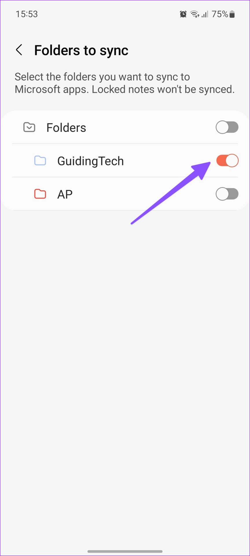 Carpetas para sincronizar con OneNote