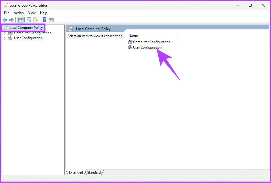 select User Configuration