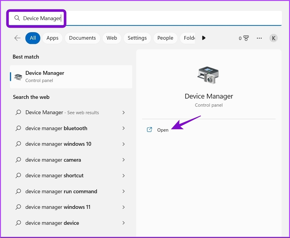 Escriba Administrador de dispositivos en la búsqueda de Windows
