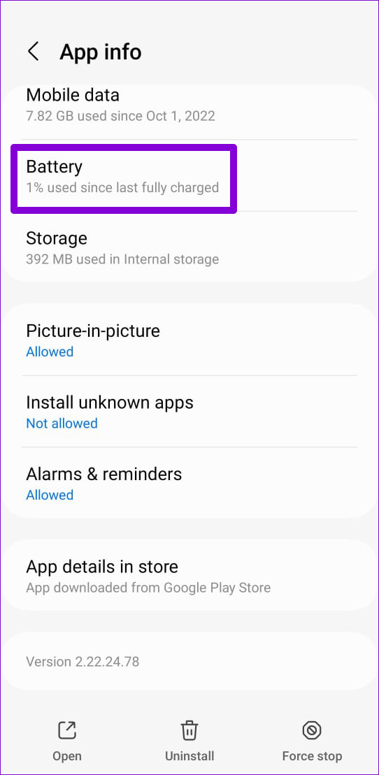 Uso de la batería de WhatsApp en Android