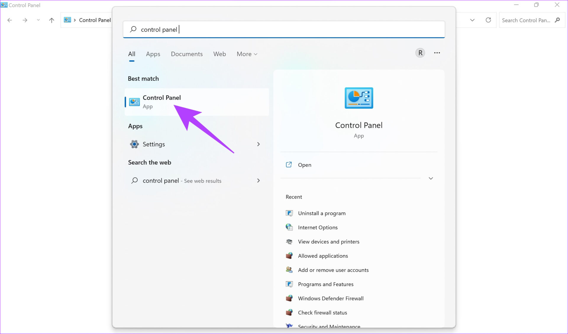 Panel de control
