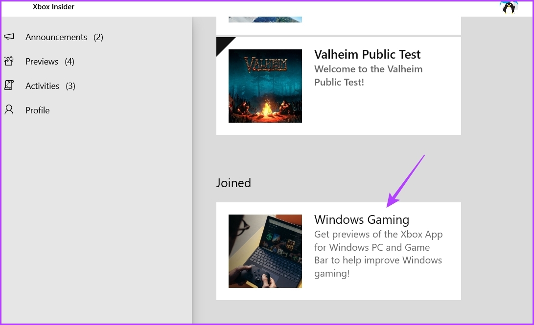 Opciones de juegos de Windows en Xbox Insider Hub