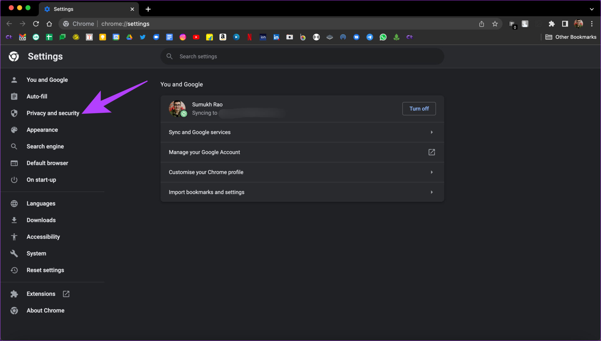 Panel de configuración
