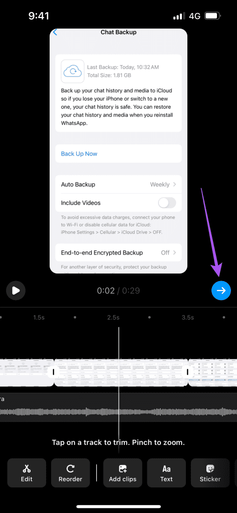 confirm edited reel with multiple photos