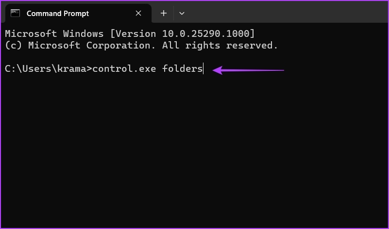 Escribiendo la carpeta control.exe en CMD