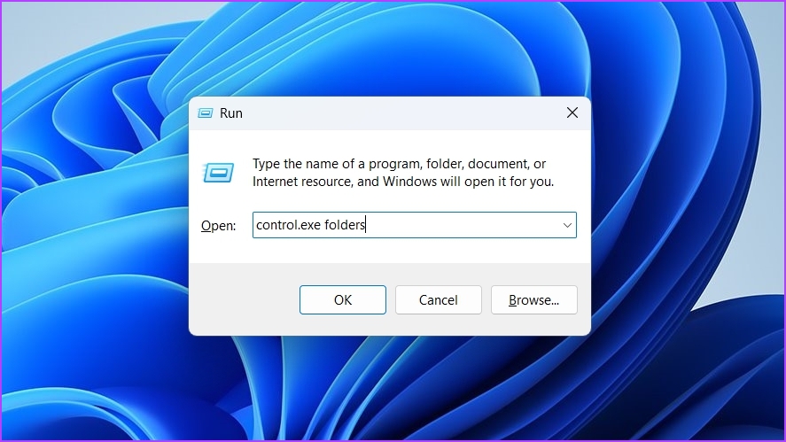 comando de carpeta control.exe en la herramienta de ejecución