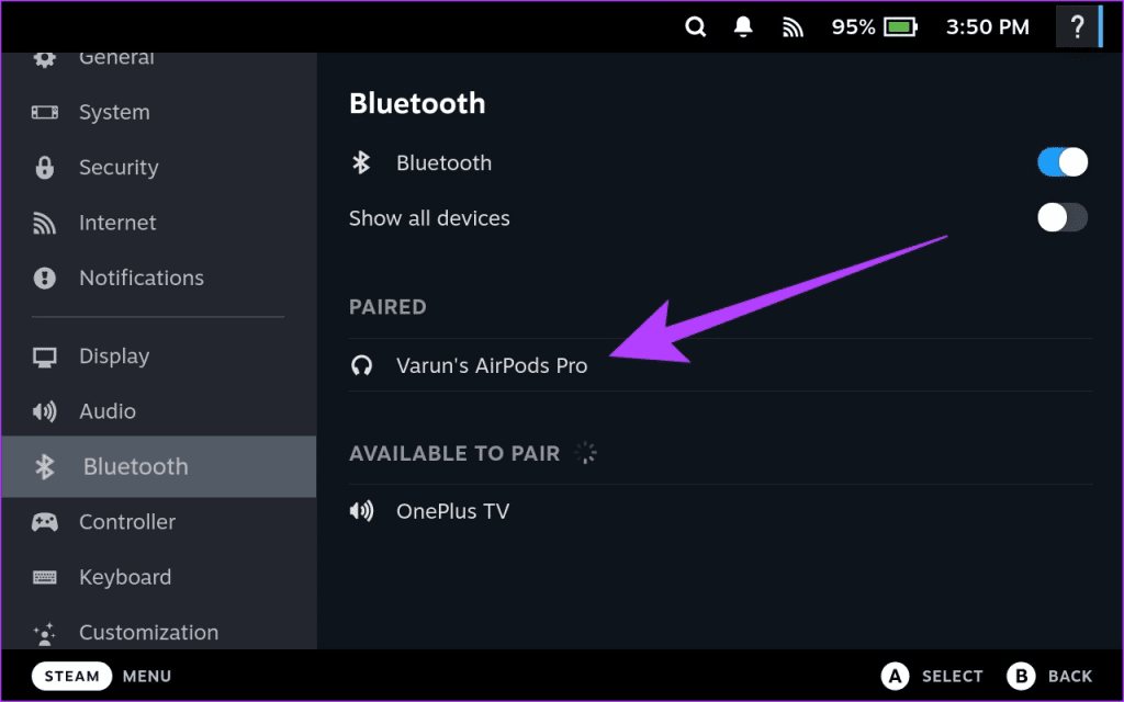 it should appear under the Paired section
